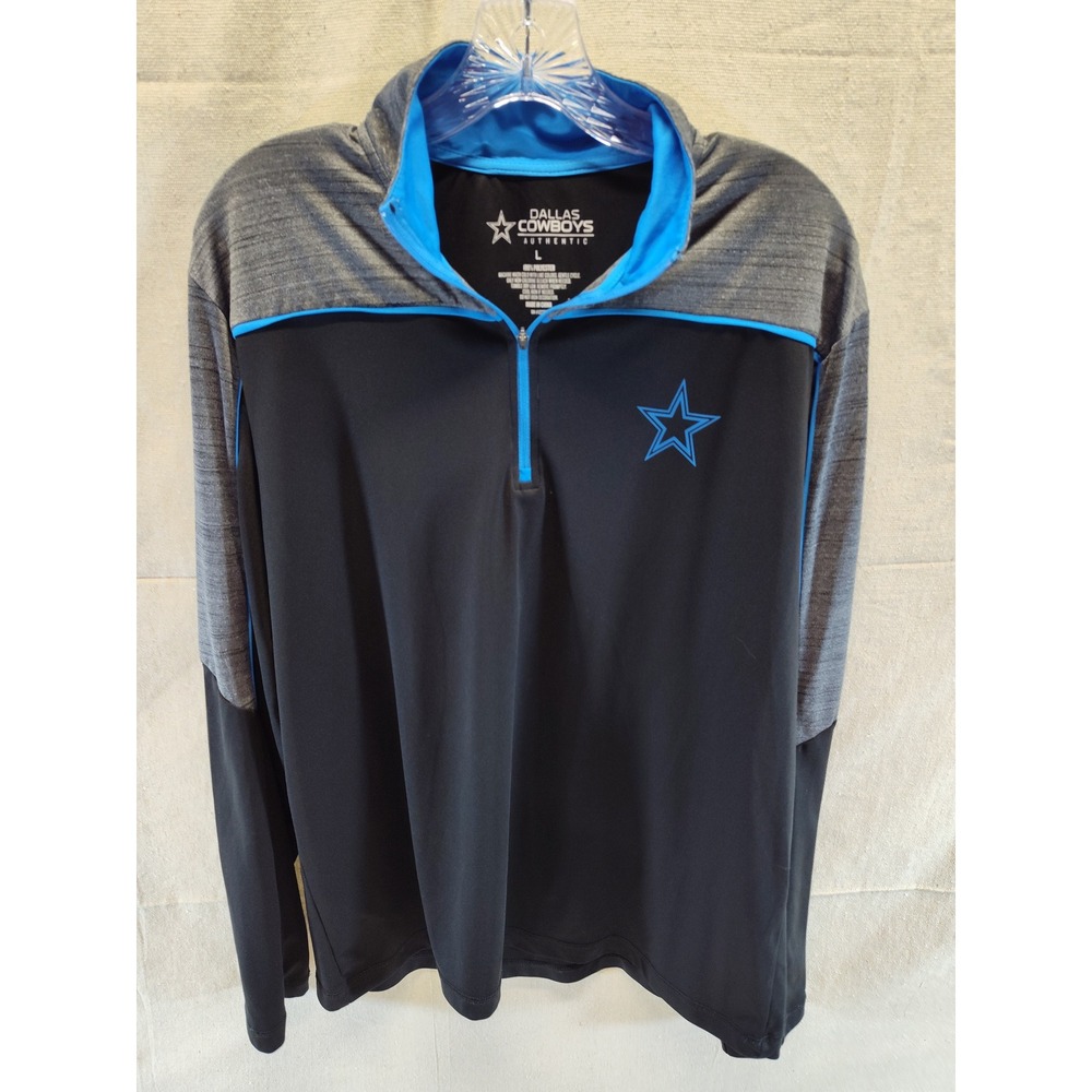 Dallas‎ Cowboys Authentic Mens Large Quarter Zip Pullover Black Grey Blue Star